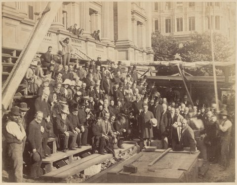 Laying the foundation stone of the portico of the town hall Melbourne, Vic, 1887–88