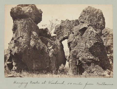 Hanging rocks at Woodend, 54 miles from Melbourne, 1870–80