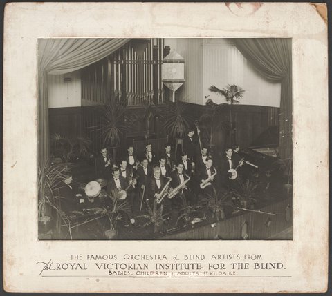 The famous orchestra of blind artists from the Royal Victorian Institute for the Blind - babies, children & adults - St. Kilda Rd, 1920–30