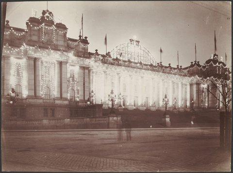 Accession of Edward VII, illumination of Parliament House, Melbourne, 1901