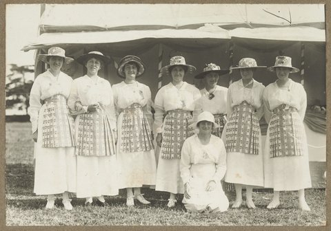 Nancy in front, at Fete in Williamstown, 1920–40