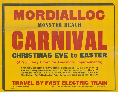 Mordialloc monster beach carnival - Christmas Eve to Easter, 1935–42