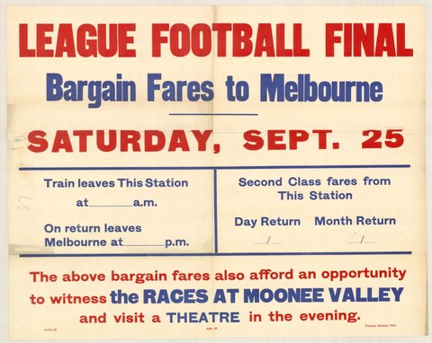 League football final - bargain fares to Melbourne - Saturday Sept 25, 1935–42