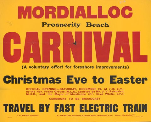 Mordialloc Prosperity Beach Carnival - Christmas Eve to Easter, 1935–42