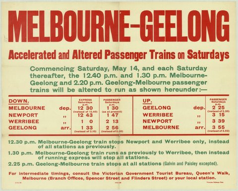 Melbourne-Geelong accelerated and altered passenger trains on Saturdays, 1935–42