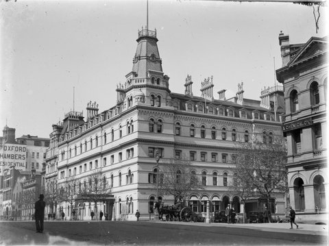 Five storey building on the corner of Bourke and William Streets, Melbourne, 1910–30