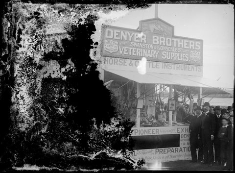 Denyer Brothers, of Swanston Street, veterinary suppliers, stand at the Royal Melbourne Show 1906-7, 1906–07