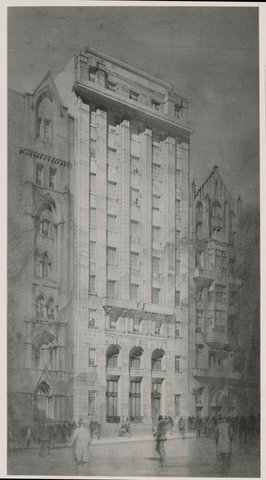 Design for proposed building for the Trustees Executive & Agency Co. Ltd, Collins St., Melbourne, Vic, c. 1925