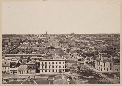 Views of the City of Melbourne (Victoria) : from the tower of Dr Fitzgerald's residence Lonsdale Street West, 1869