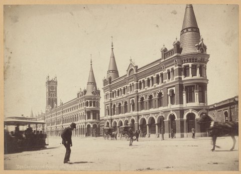 Flinders Street, Melbourne, showing Fish Market Buildings, c. 1890