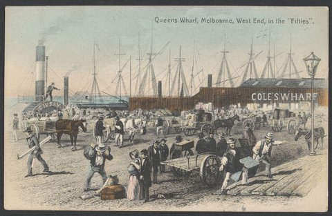 Queens Wharf, Melbourne, West End, in the "Fifties", 1905–10