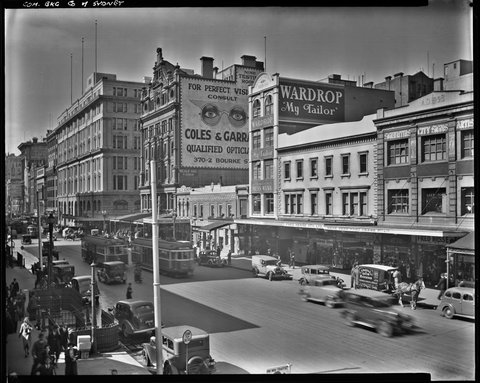 [View of Elizabeth Street, Melbourne], 1930s