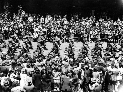 17th Brigade marching through Melbourne, c. 1943