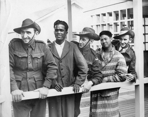 At Heidelberg Military Hospital, [a group of wounded soldiers], c. 1942