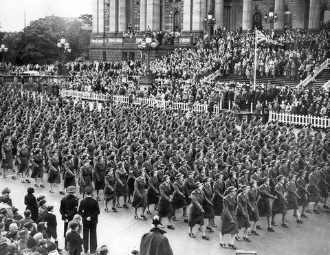 Victory Day march in Melbourne, 1943–49