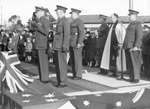 4th anniversary Drum Head Church Parade of 5th Batt. V.D.C. at Elsternwick Park, 1943–44