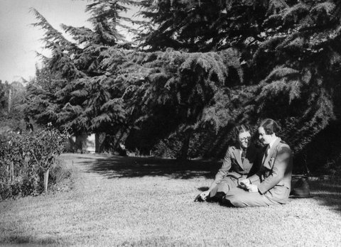 Lt. Colonels C. A. Hall and E. Kenny in the garden of the Senior Administrative School at "Grong Grong", Toorak, Victoria, c. 1944