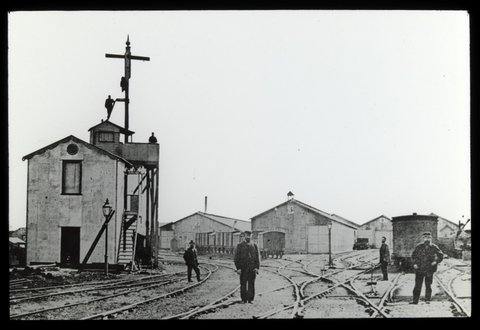 [Spencer Street railway yards and sheds], 1870s