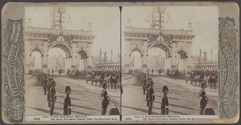 Duke of York Celebrations, Melbourne - The Procession Passing the Municipal Arch, c. 1901