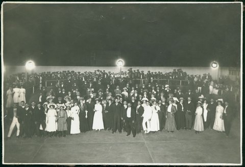 Richmond Rink? Grandfather Beyer [in front?], 1900–20
