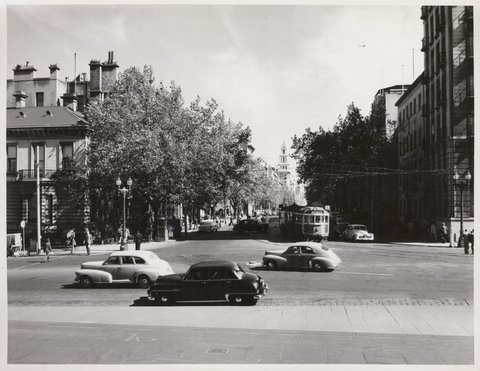 Collins Street from steps of Old Treasury building, 1945–54