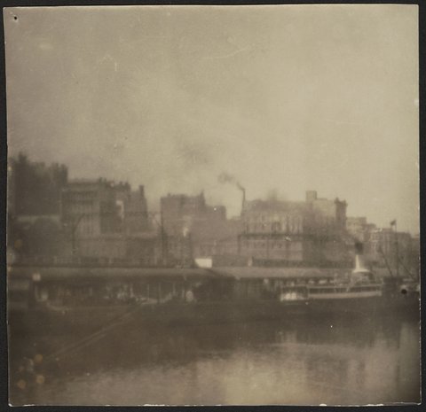 An impression of Melbourne from the Yarra, S.S. Edina in foreground, 1910–30
