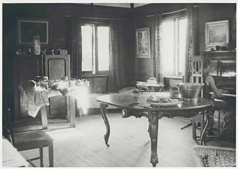 The brown room with John Perceval at the piano, Open Country, Murrumbeena, c. 1943