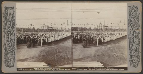 Duke of York Celebrations, Melbourne - Children's Fete. The 5000 Children that sung the National Anthem, c. 1901