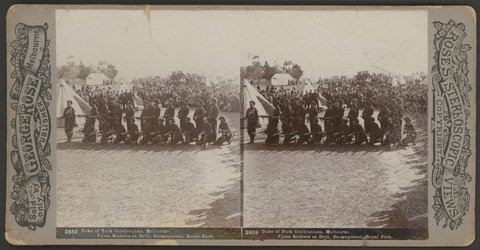 Duke of York Celebrations, Melbourne - Fijian Soldiers at Drill, Encampment, Royal Park, c. 1901