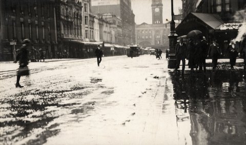 Hailstorm in central Melbourne, 1921