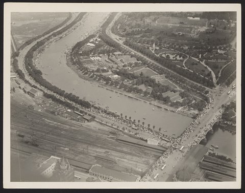 Above Flinders Street Railway Station looking towards South Yarra, 1926