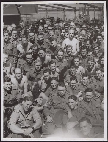 A.I.F. men aboard their transport at Melbourne, 1941