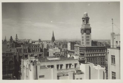 Looking over Melbourne, from the Temple Court roof, Vic, 1948