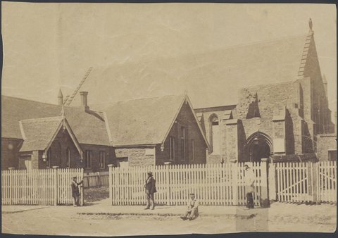 St. Mark's Church and school, north east corner of George and Moor Streets, Fitzroy, 1861–62