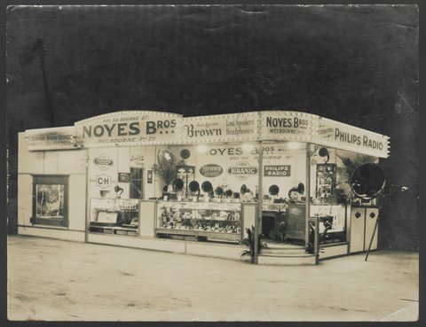 Display for Noyes Brothers, Melbourne showing radios and other sound equipment, 1930