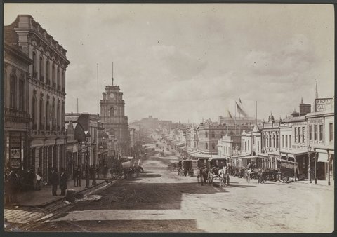 Bourke Street looking east, 1870–80