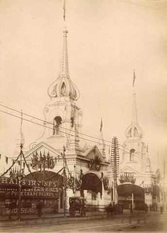 Flinders Street Station showing decorations for Royal Visit, c. 1901