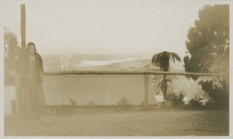 Dandenongs overlooking water supply, [Isie?] in foreground, c. 1933