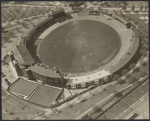 Aerial view of the Melbourne Cricket Ground, Melbourne, Victoria, 1920s