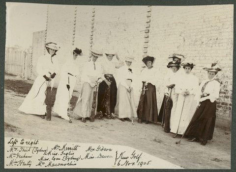 [Group of women golfers, Kew golf], 1905