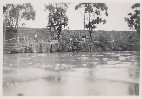 [Coburg lake diving tower], 1948