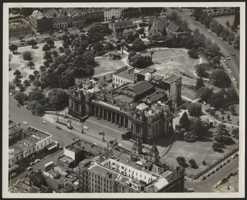 Aerial view of Parliament House, Melbourne, Victoria, 1943–45