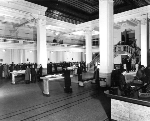 Interior, Banking chamber, National Bank of Australasia, 279 Collins Street, Melbourne, 1953