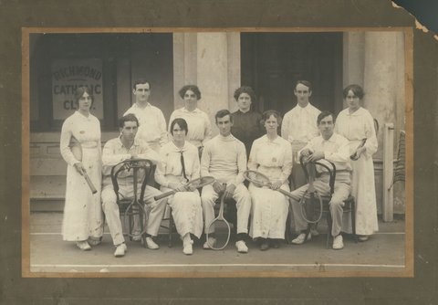 Mixed tennis party at the Richmond Catholic Club, 9, The Vaucluse, Richmond, c. 1915