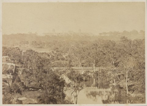 The Yarra Bend and Lunatic Asylum from the road to Kew, 1867–80