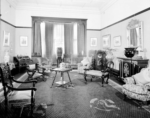 Interior of Captain Payne's drawing room, Scotsburn, 554 Toorak Road, Toorak, c. 1937