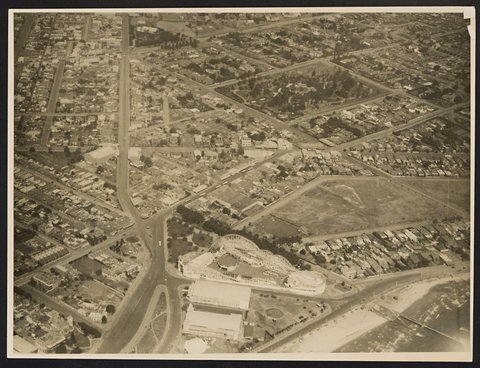 Just above St. Kilda looking towards Luna Park, Palais de Danse [?], 1926