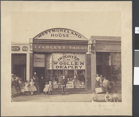Isaac Fawcett, tailor, Westmoreland House, 46 Gertrude Street, Fitzroy, c. 1866