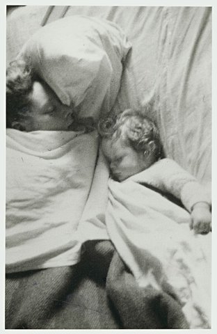 Joy and Sweeney asleep, Robe Street, St. Kilda, 1945