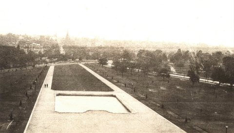 Views to the city from the entrance and balcony of the Shrine of Remebrance Melbourne, 1935